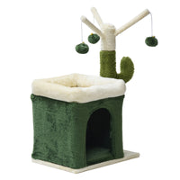Fudajo Albero tiragraffi a forma di cactus 70cm con sisal di 4 mm Con casetta per gatti e 3 palline