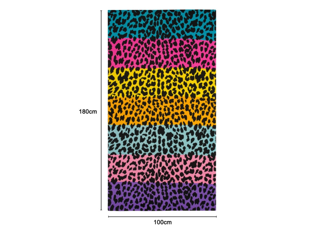 Telo Mare Grande 100x180 Spugna Spiaggia Piscina Maui Leopard Multicolor D8