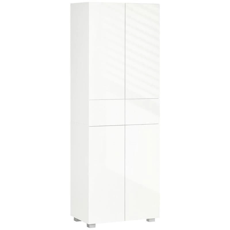 DISPENSA CUCINA CON 4 ANTE, 3 RIPIANI REGOLABILI E MENSOLE 60X35X170 CM BIANCO