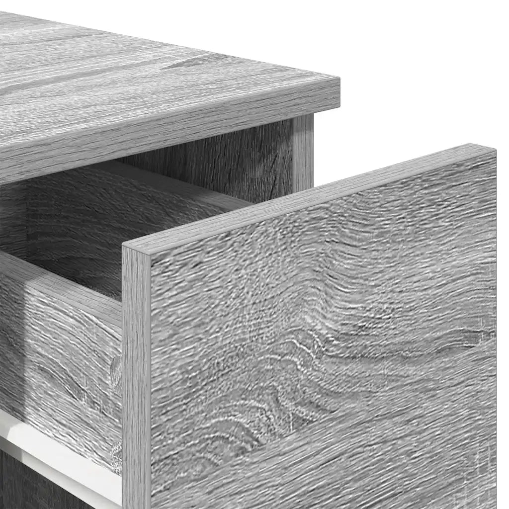 Comodini con Cassetto 2 pz-Set di 2 Tavolino da notte Grigio Sonoma 20x36x60 cm