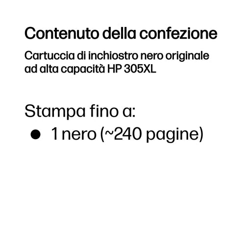 HP Cartuccia di inchiostro nero originale ad alta capacità 305XL