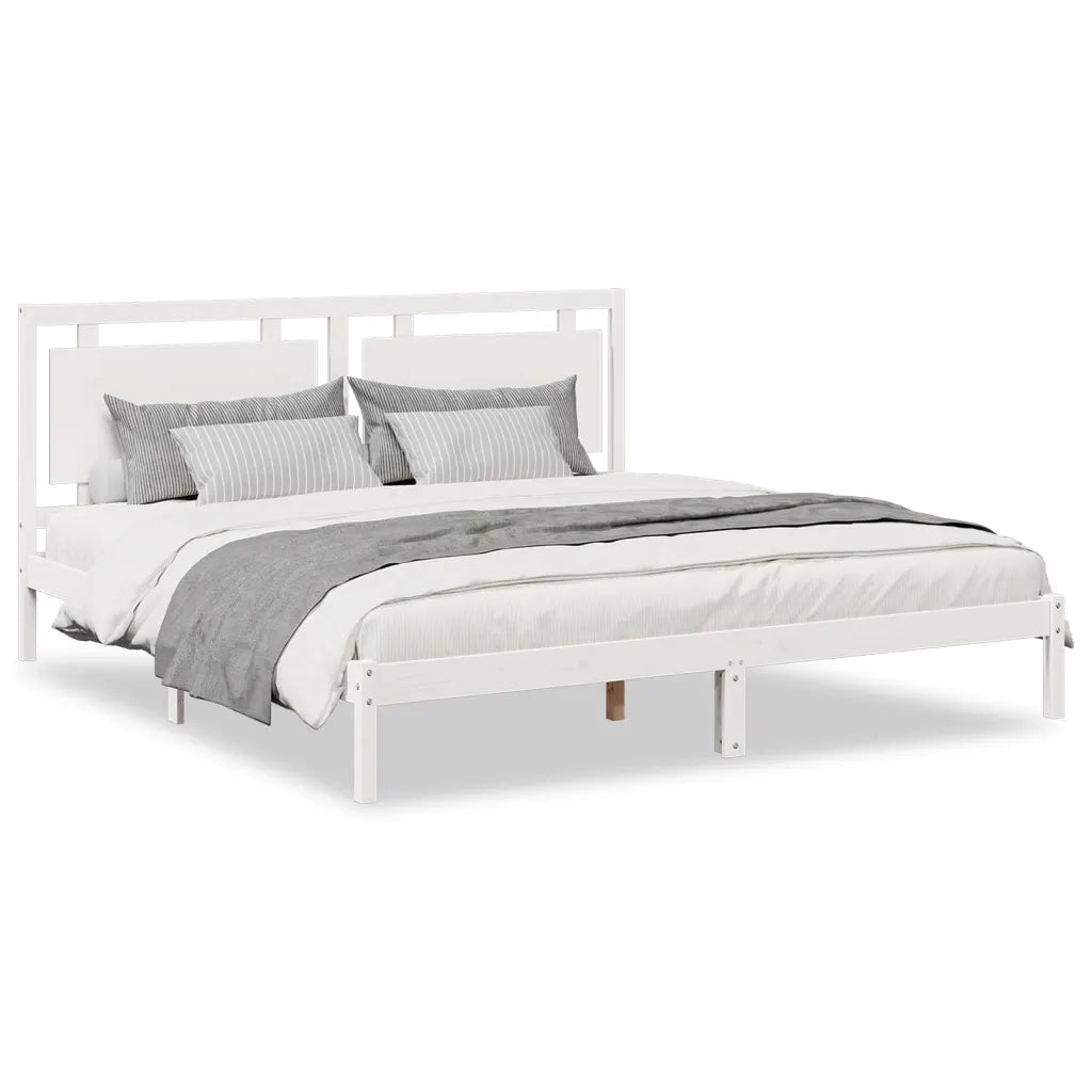 Giroletto Extra Lungo senza Materasso-Struttura Letto Bianco 200x210cm Massello 270255