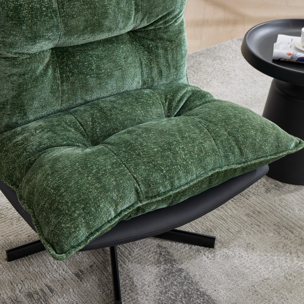Poltrona Relax Girevole ¨C Xylo ¨C Verde, Similpelle, Chenille, Schienale Reclinabile
