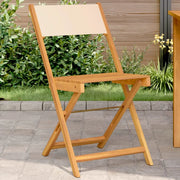 Sedie da Bistrò 2pz Beige in Legno Massello di Acacia e Tessuto 367684