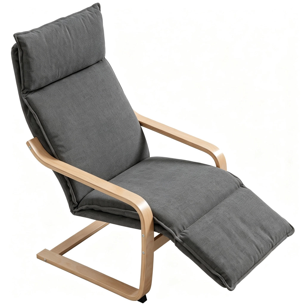 Poltrona da Camera con Poggiapiedi Ergonomico e Movimento Oscillante Grigio Scuro