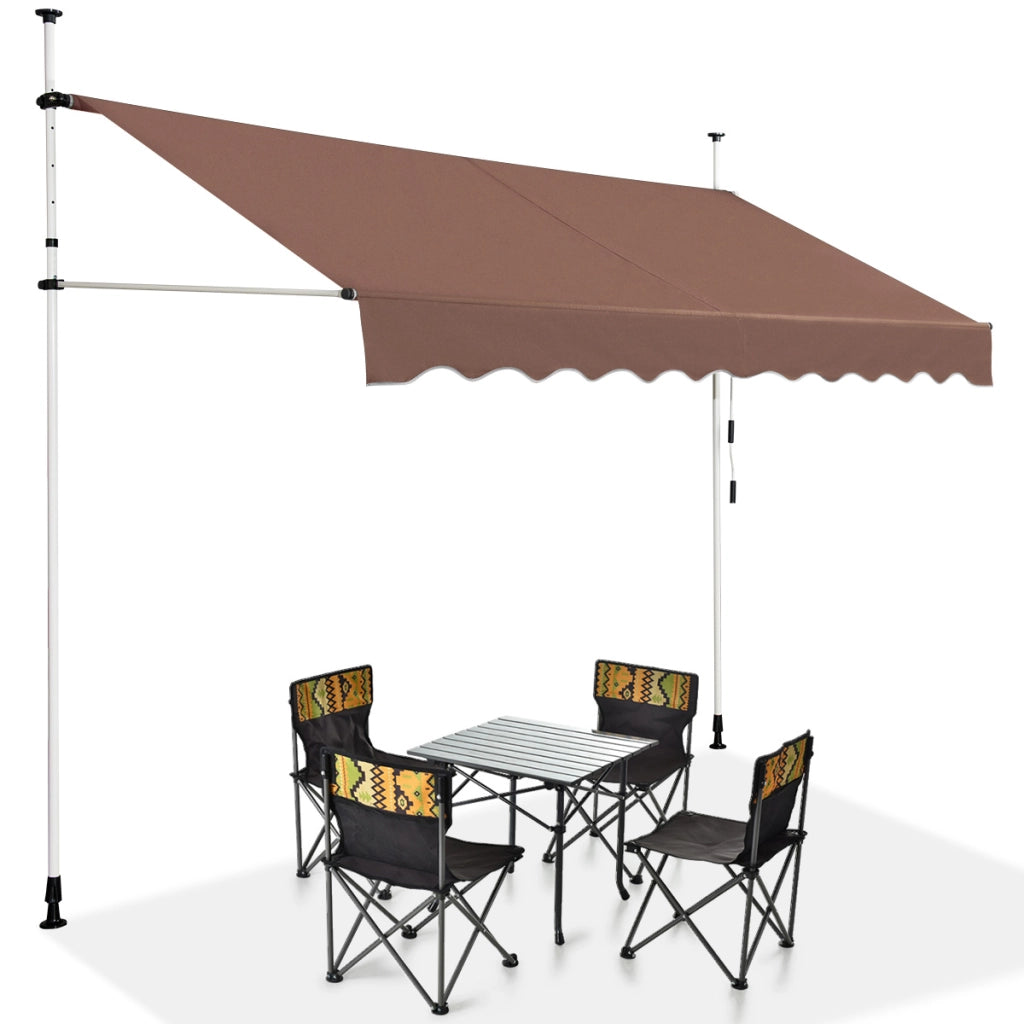Tenda da sole telescopica e retrattile, Tenda parasole resistente ai raggi UV impermeabile 300 x 120 cm Marrone-Tende parasole