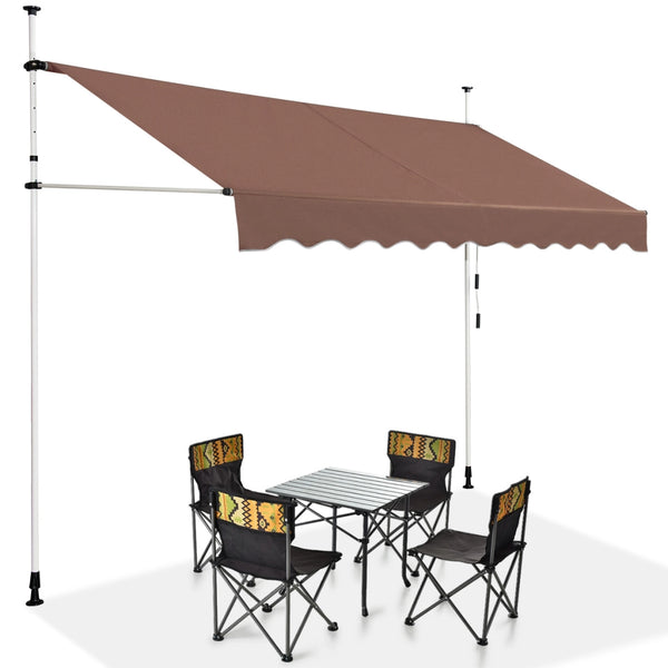 Tenda da sole telescopica e retrattile, Tenda parasole resistente ai raggi UV impermeabile 300 x 120 cm Marrone-Tende parasole