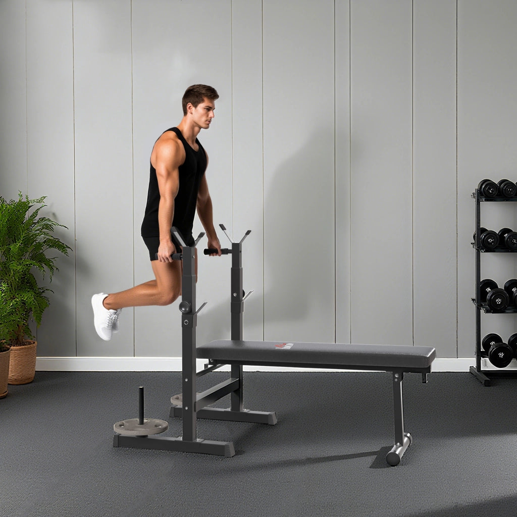 Panca fitness pieghevole 8 posizioni ¨C Xylo ¨C base acciaio imbottita ecopelle 98-122x140x73cm nero/grigio