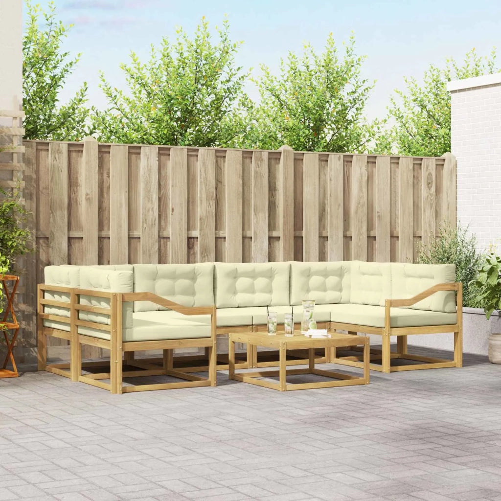 Set di divani da esterno con cuscino 5 pcs Bianco e Crema 3386144