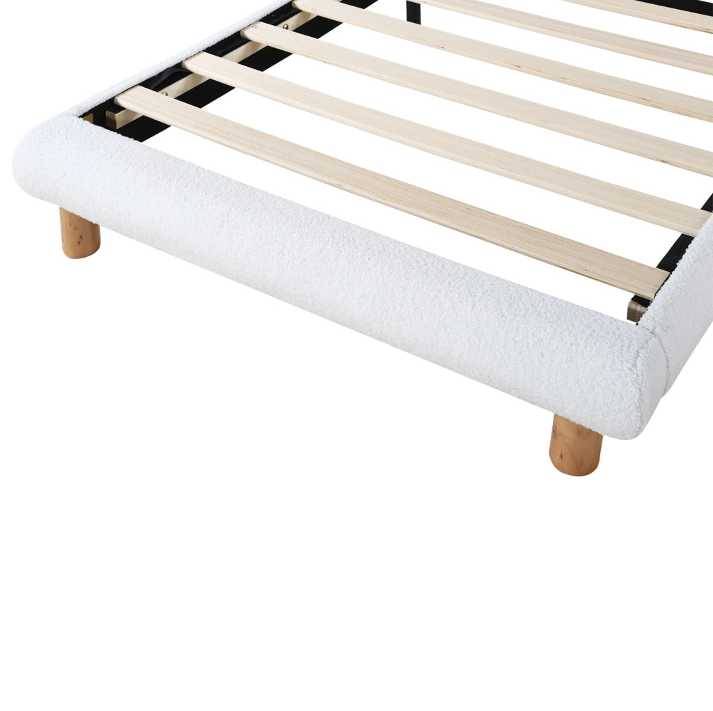 Letto Singolo Imbottito per Bambini 90x200 cm con Rete a Doghe in Legno, Bianco