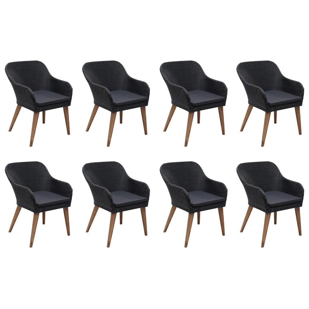 Set da Pranzo da Giardino 9 pz in Polyrattan Nero 3059485