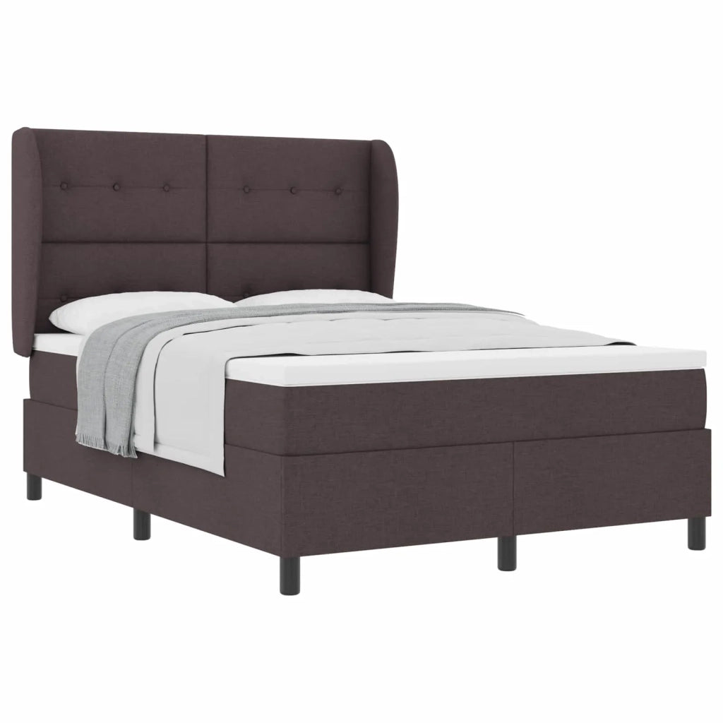 Letto a molle con materasso Marrone scuro 140 x 190 cm Tessuto 3340560