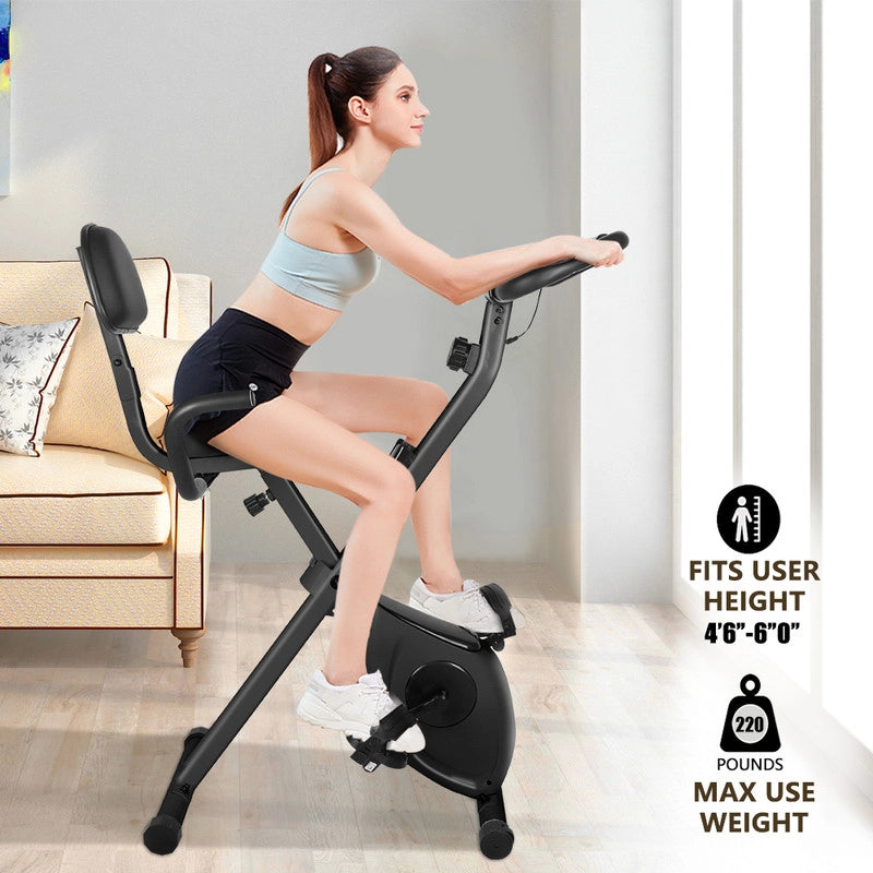 Cyclette pieghevole , resistenza magnetica a 8 livelli, sedile regolabile, con volano magnetico da 2,5 kg, silenziosa e liscia