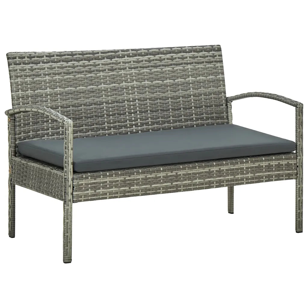 Set Divani da Giardino 4 pz con Cuscini in Polyrattan Grigio 45787