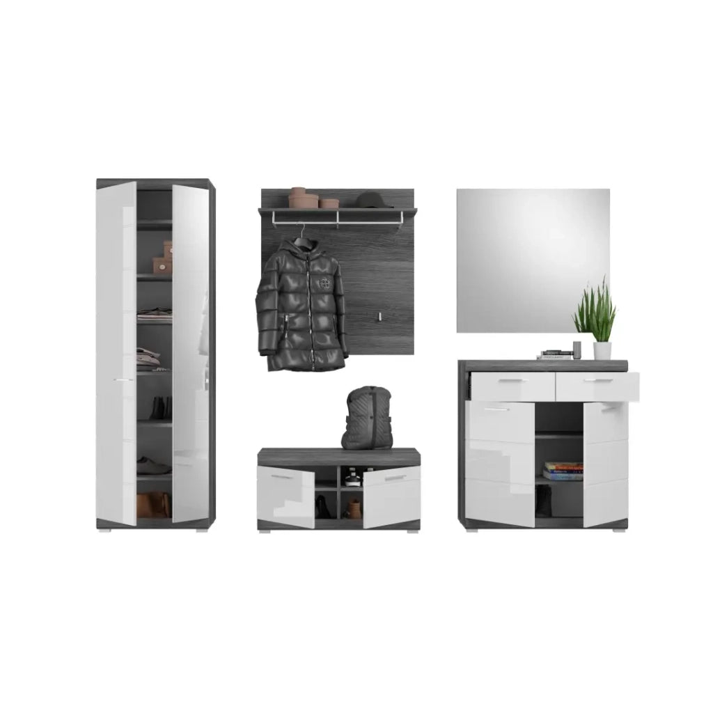 Set d'ingresso SCOTT – Mobili per la sistemazione con specchio e appendiabiti