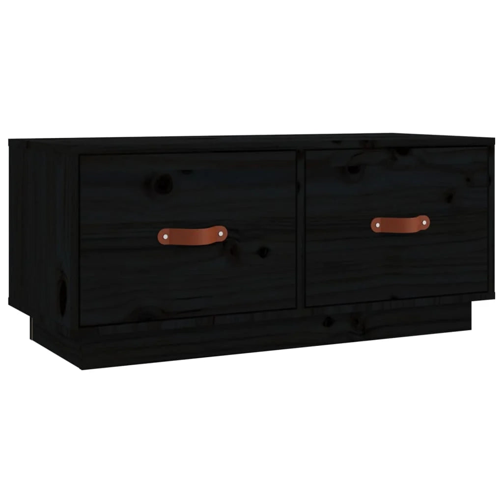 Mobile TV multimediale scaffale TV credenza mobile TV sala da pranzo soggiorno camera da letto 80 x 34 x 35 cm legno di pino massiccio nero 02_0026257