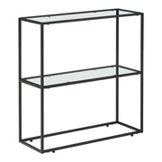 Tavolo consolle con vetro temperato 85 x 80 x 30 cm nero e trasparente 03_0010876