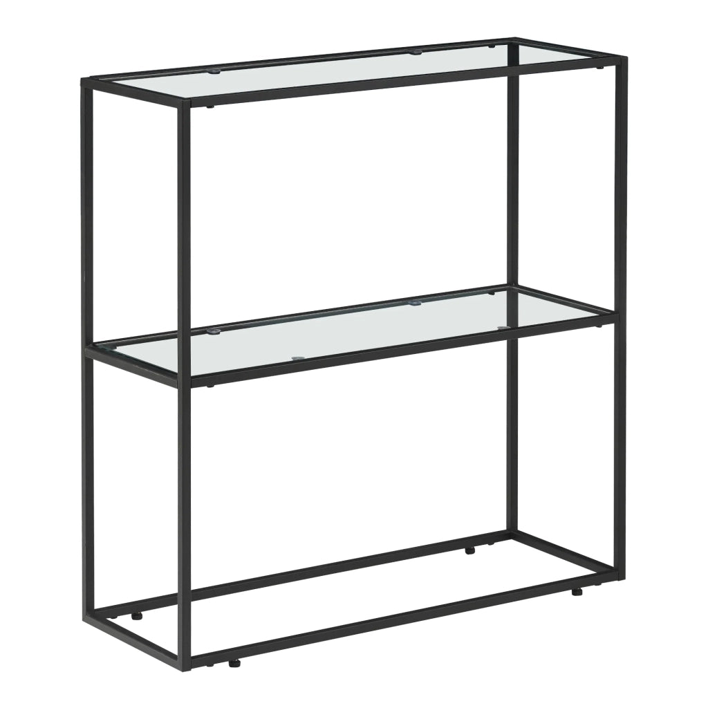 Tavolo consolle con vetro temperato 85 x 80 x 30 cm nero e trasparente 03_0010876