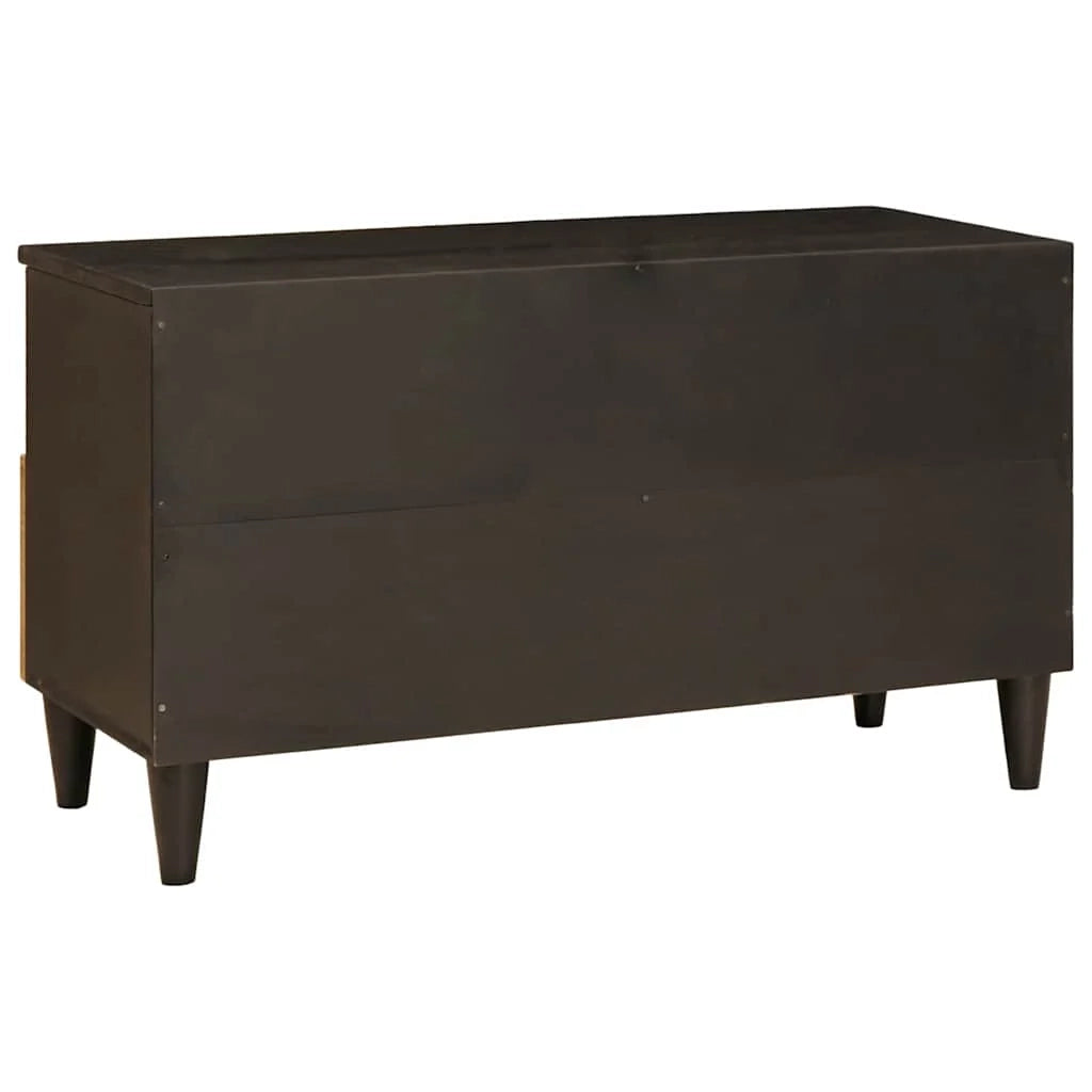 Mobile porta TV basso rettangolare moderno 80 x 33 x 46 cm con cassetto e ripiani in legno ingegnerizzato nero 02_0057761
