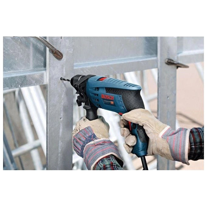 Bosch 0 601 228 200 GSB 1600 RE Trapano Battente con Percussione 701 W Mandrino Autoserrante 13 mm Velocita' Regolabile Coppia Regolabile Impugnatura Supplementare colore Blu