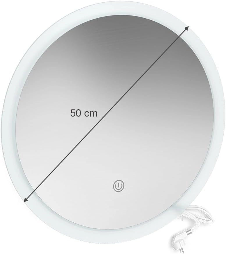 specchio bagno, Bianco, 50 x 50 cm Rotondo
