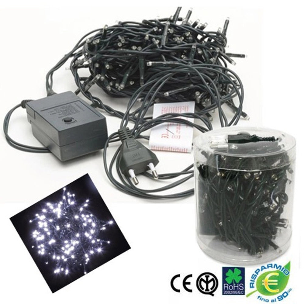 Trade Shop - Catena Luminosa Mini Lucciole 180 Lampadine Bianche Luci Albero Natale Addobbi -
