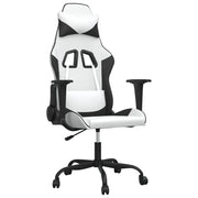 Sedia da Gaming | Sedia da e-sports Massaggiante Bianco e Nero in Similpelle