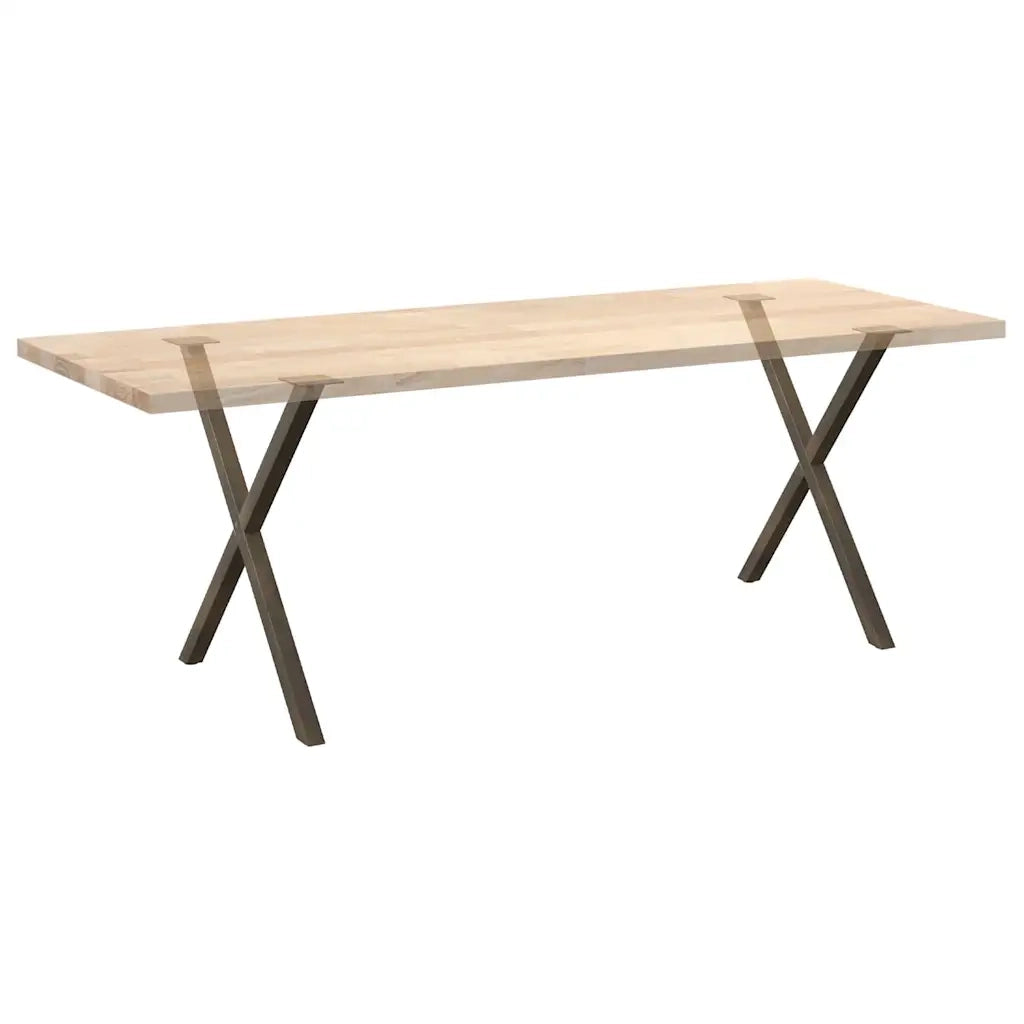 Gambe per tavolo da pranzo a forma di X 2 pz in acciaio naturale 80x(72-73) cm 4012923