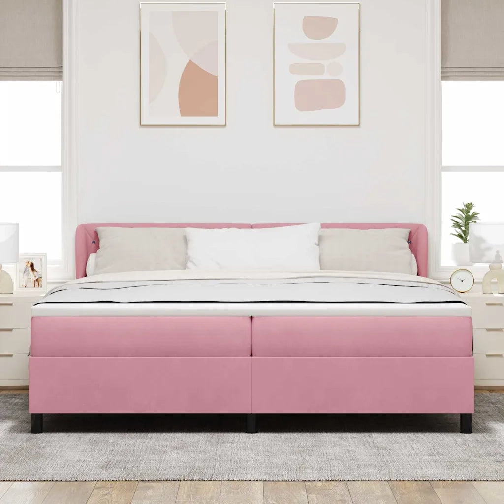 Letto a molle con testiera Rosa 200 x 200 cm Velluto 3340357