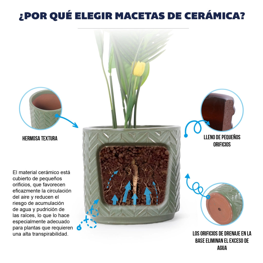 VASO Ø38 cm in ceramica verde salvia