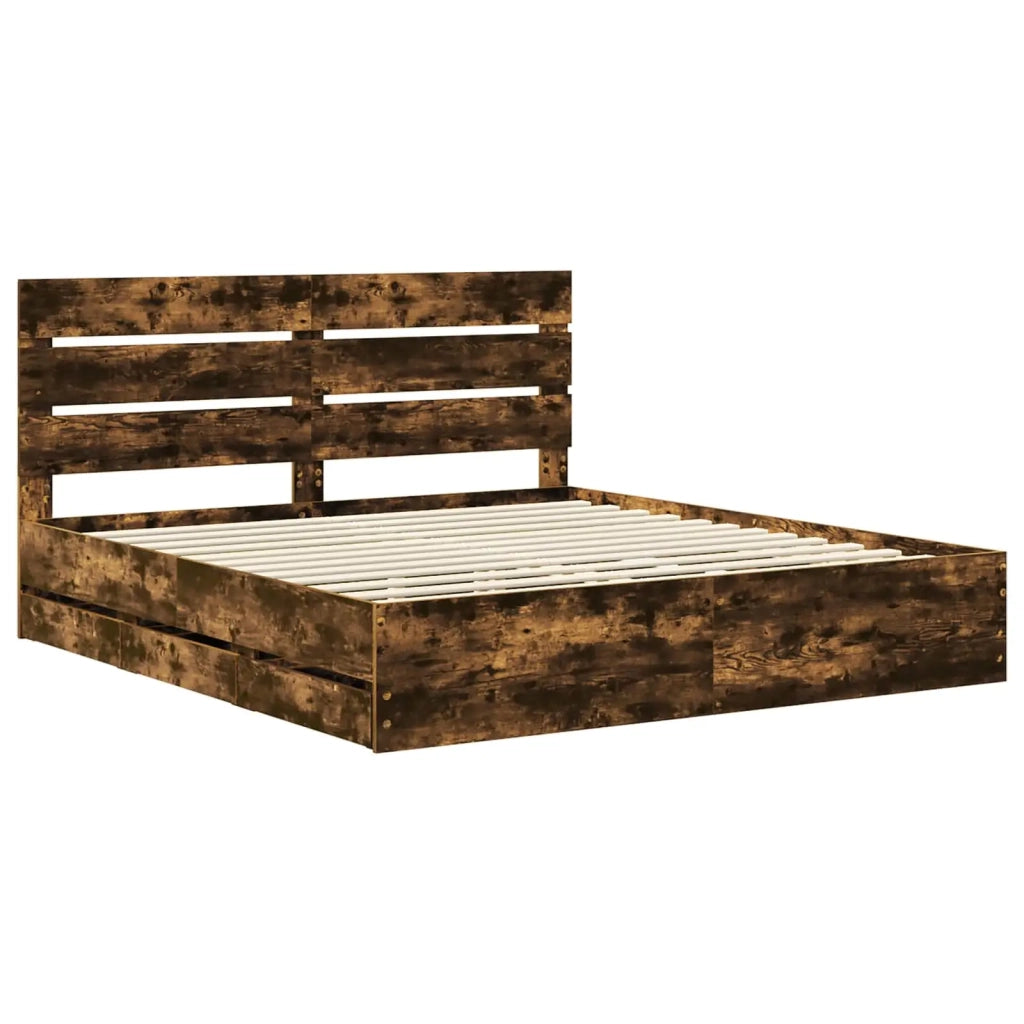 Struttura del letto con cassetto Rovere fumé 180 x 200 cm 3411816