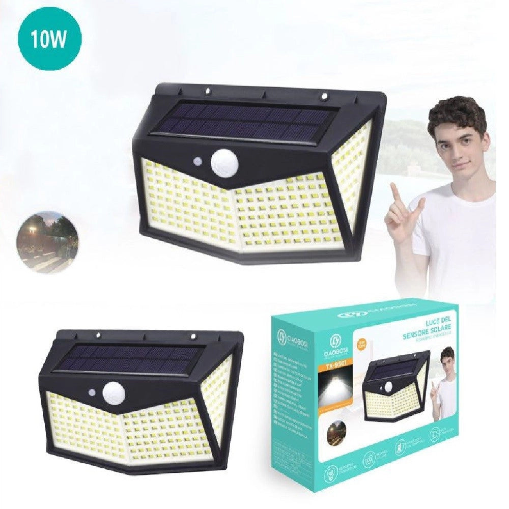 Trade Shop - Lampada Solare Fotovoltaico Sensore Luce 212led Esterno Giardino Faretto Tx-9501 -