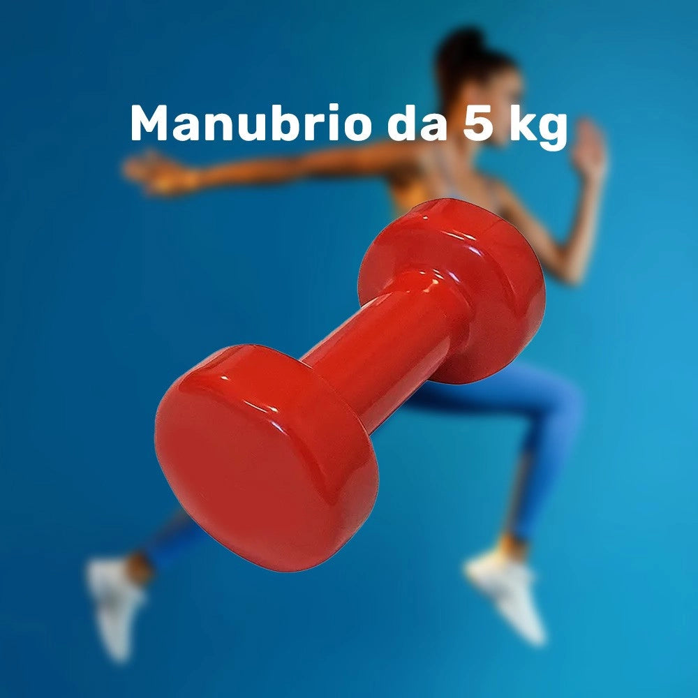 Trade Shop - Manubrio Singolo 5 Kg In Vinile Allenamento Esercizi Casa Palestra Workout Fit -