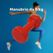 Trade Shop - Manubrio Singolo 5 Kg In Vinile Allenamento Esercizi Casa Palestra Workout Fit -