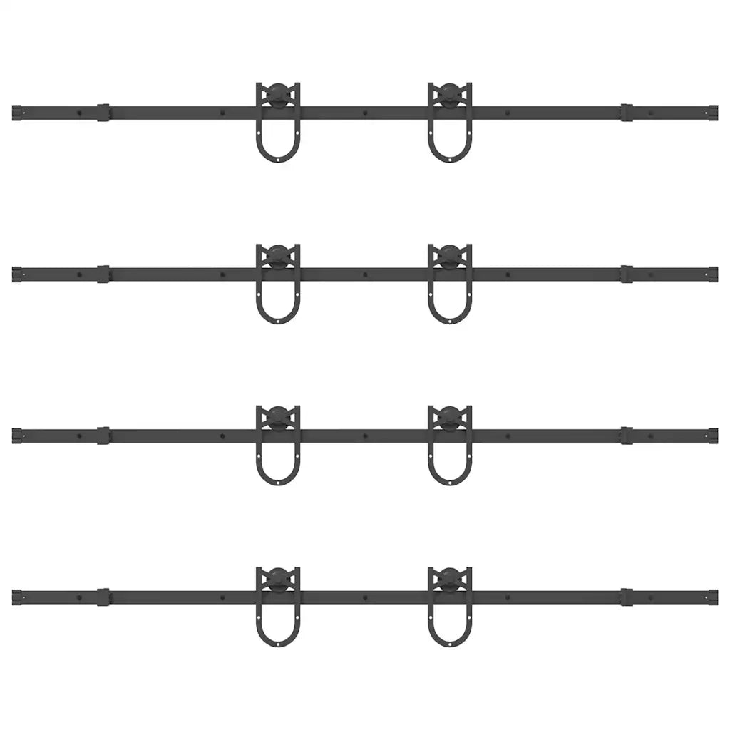Kit di Binari per Porte Scorrevoli 400 cm Acciaio Nero 3295758