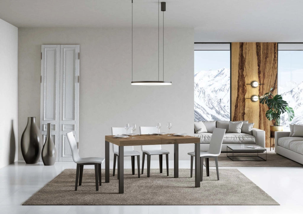 Tavolo allungabile 90x140/244 cm EveryX Premium Quercia Natura telaio Antracite