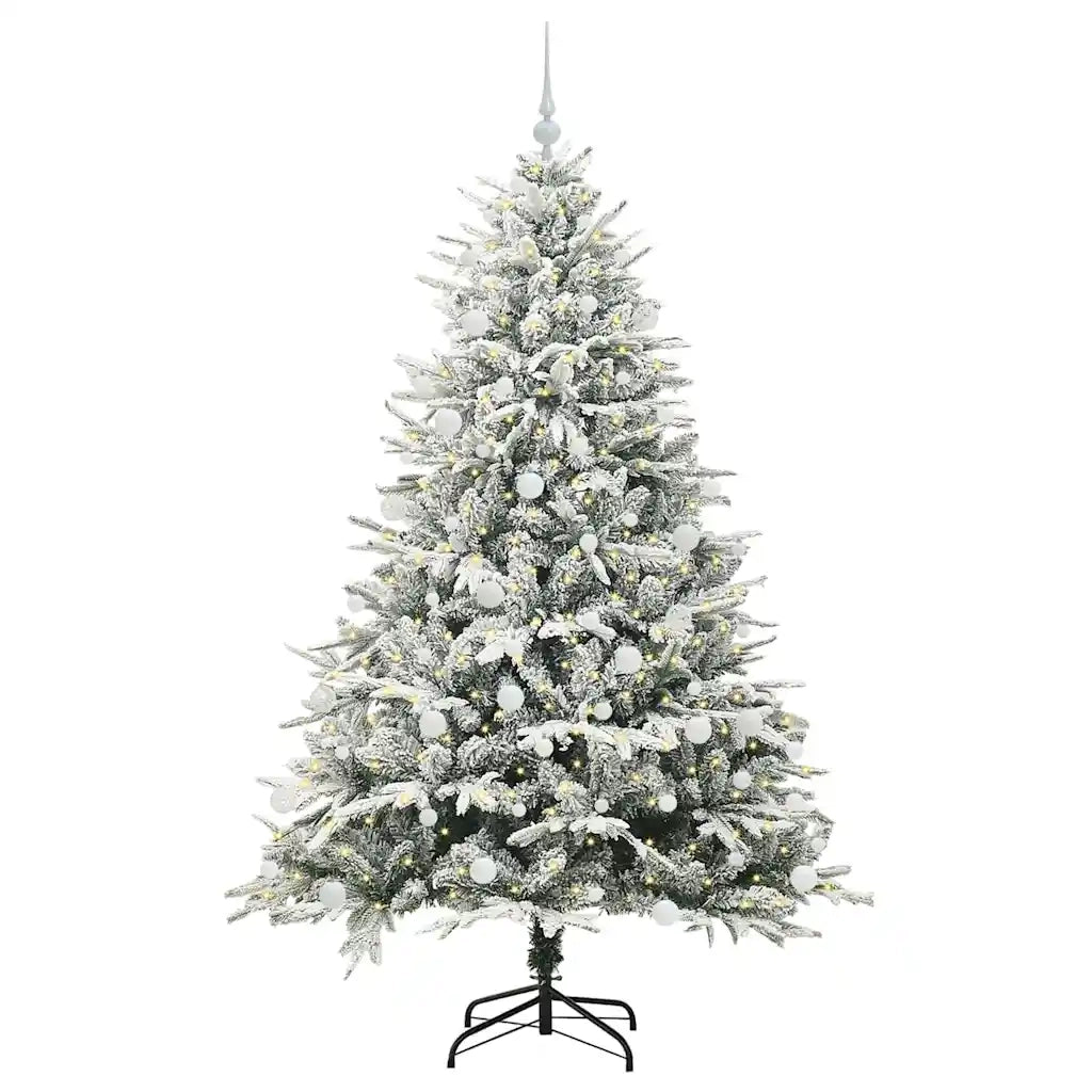 Albero di Natale artificiale preilluminato-Albero Natalizio con set di palline 782932