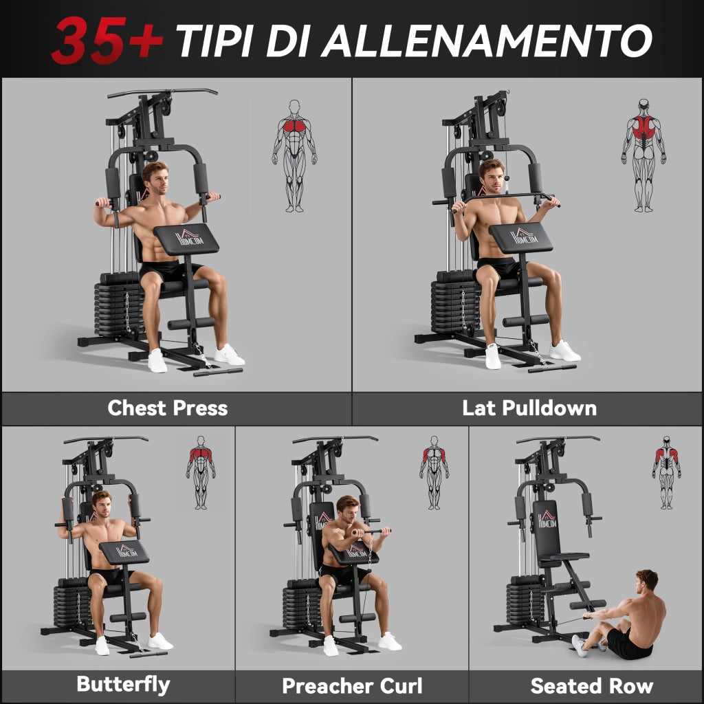 Torre per Palestra Multifunzione con Panca e Pesi ¨C zephmum ¨C 135x103x210cm