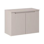 Set da bagno sospeso VANO cachemire opaco 80cm: mobile sotto lavabo con ante scanalate + piano per lavabo