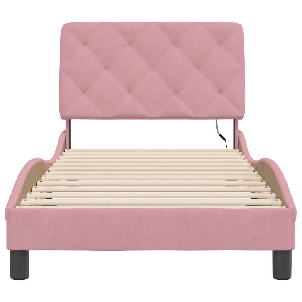 Giroletto con Luci LED Rosa 90x190 cm in Velluto