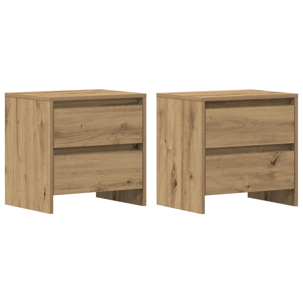 Comodino 2 pcs Rovere Artigianale 45x34x44,5 cm Legno Ingegnerizzato