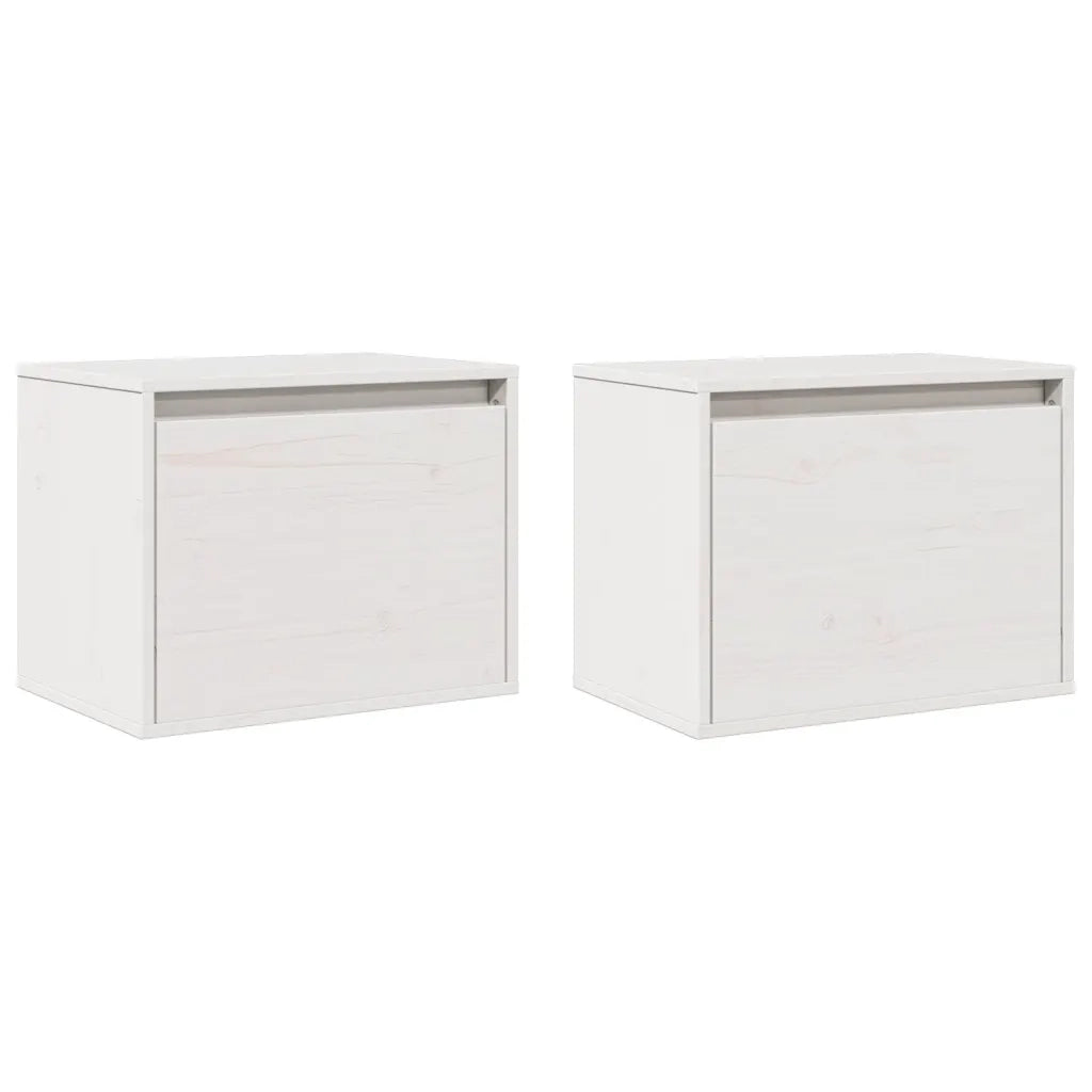 Pensili Bianchi 2 pz 45x30x35 cm in Legno Massello di Pino 813438