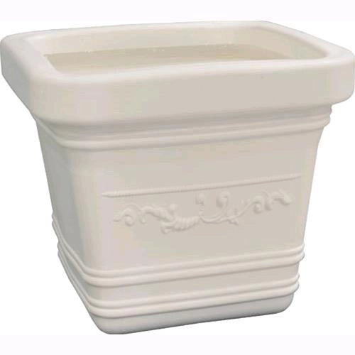 VASO in Resina QUADRO FESTONATO 40X40 cm BIANCO con DOPPIO BORDO