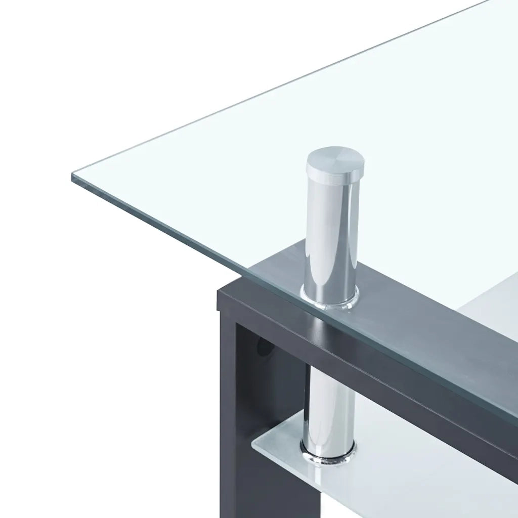 Tavolino Grigio e Trasparente 95x55x40 cm Vetro Temperato 330305
