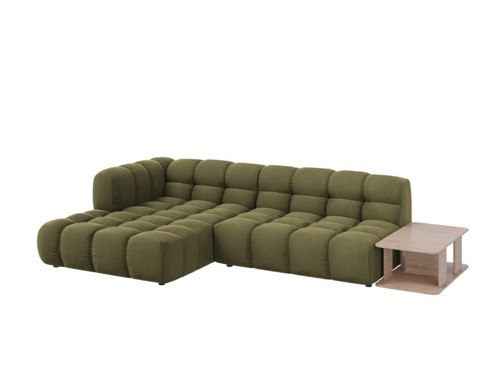 Cosmopolitan Design - Divano angolare modulare sinistro "Sky" 4 posti in velluto verde chiaro 
