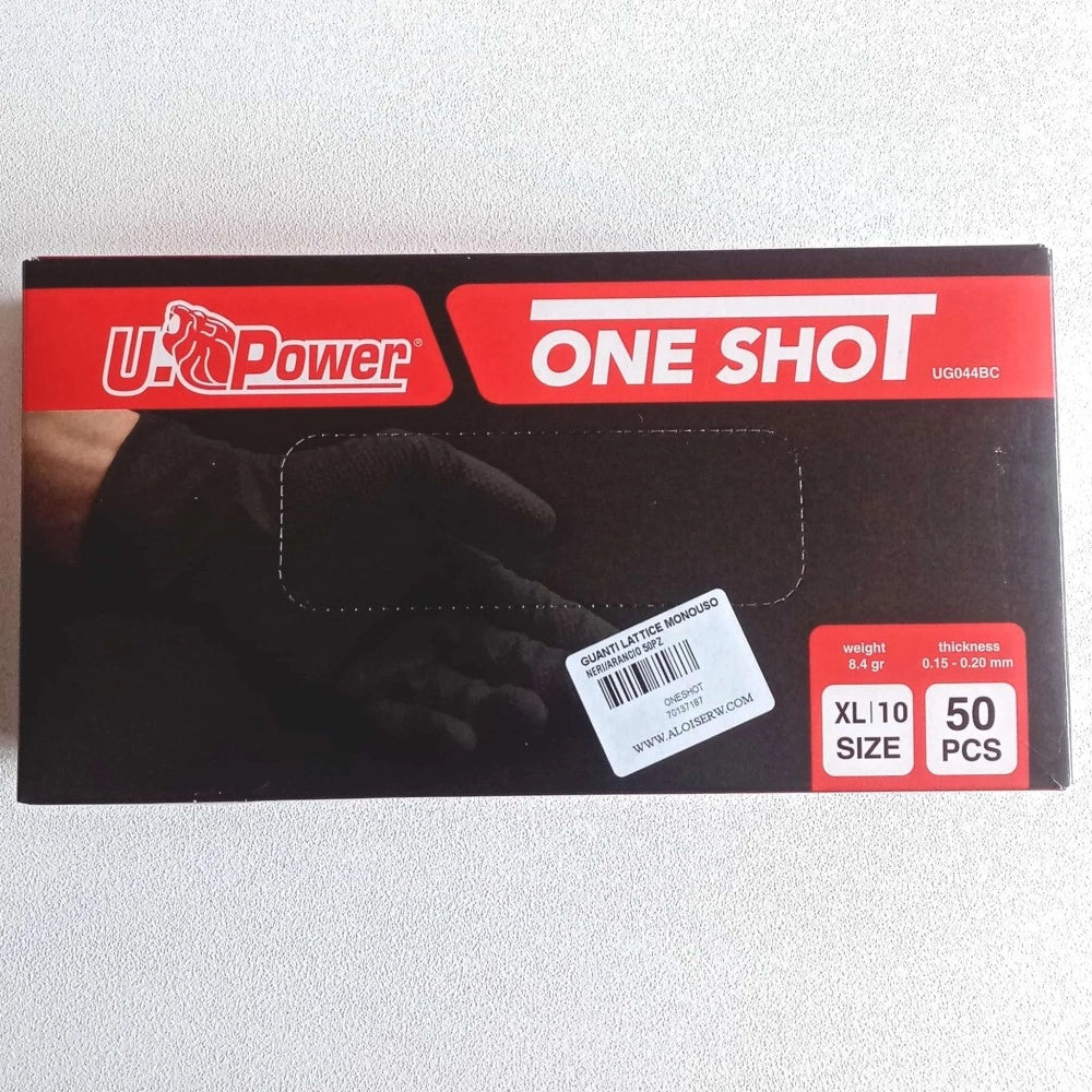 U-power one shot tg. xl / 10 - 50 guanti monouso da lavoro in nitrile nero