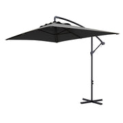 Ombrellone da Giardino Decentrato con Base a Croce e Apertura a Manovella 294x193cm Grigio