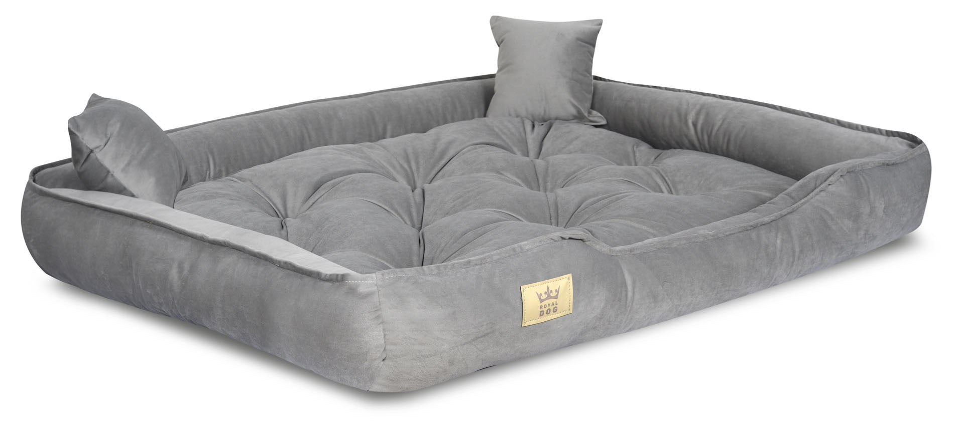 AIO FACTORY Cuccia per cani 115x95 cm in velluto grigio con cuscino impermeabile