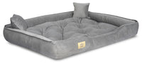 AIO FACTORY Cuccia per cani 115x95 cm in velluto grigio con cuscino impermeabile