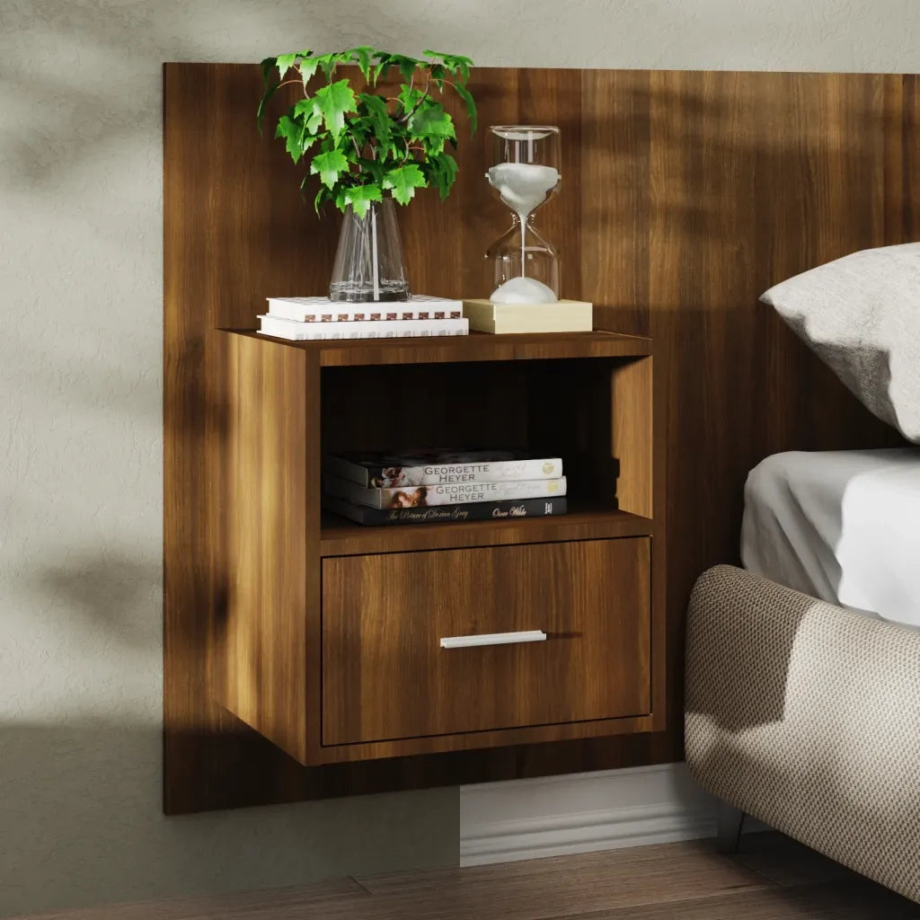 Comodino a Muro Rovere Marrone 816968